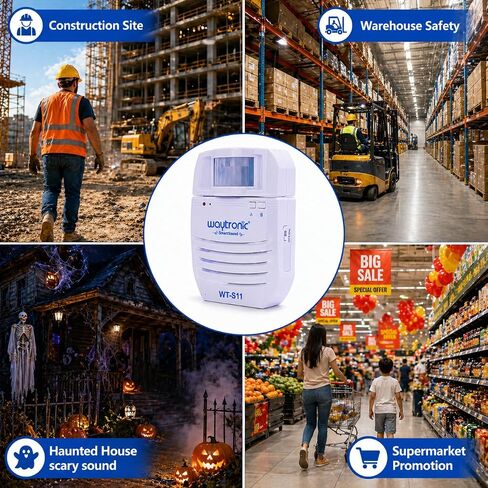 Waytronic PIR Infrared Motion Sensor Activated Sound Player Loudspeaker with Recordable Audio Alarm Motion Detector for Door Greeter Welcome Guests Entry Alert And Sales Advertising in Kuwait