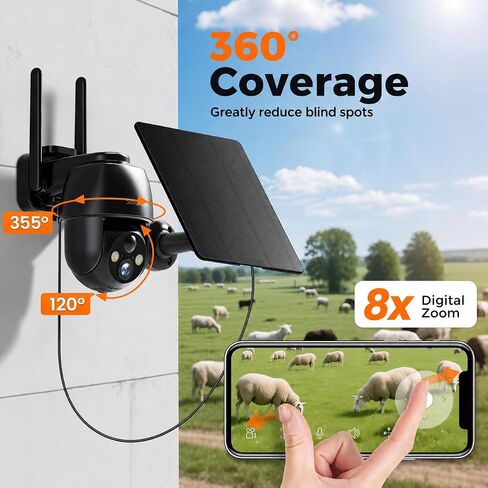4G LTE Cellular Security Camera Outdoor with SIM Card, Solar Powered Camera in Kuwait