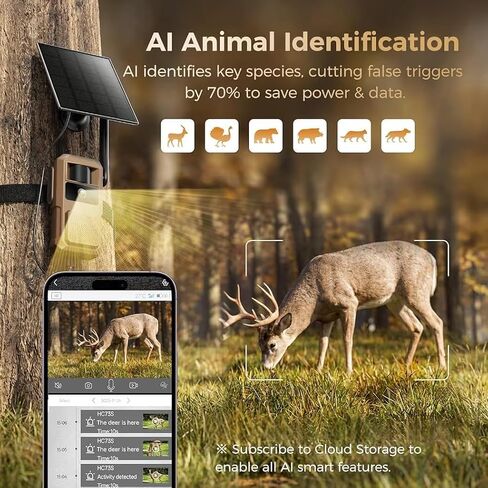 Loatos 48MP Trail Camera, AI Animal Detection 2K Live Cellular Trail Camera in Kuwait