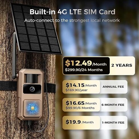 Loatos 48MP Trail Camera, AI Animal Detection 2K Live Cellular Trail Camera in Kuwait