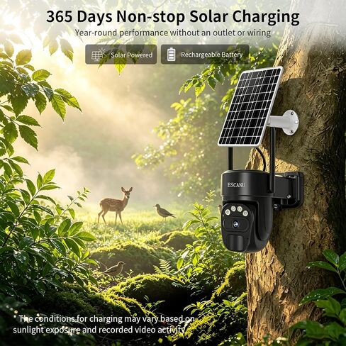 ESCANU 4G LTE Cellular Trail Camera,360° Live Streaming Solar Camera with SD Card & SIM Card,No WiFi Needed,2k Night Vision,PIR Motion Detection for Hunting/Outdoor Security in Kuwait