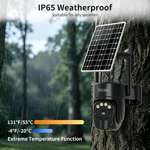 ESCANU 4G LTE Cellular Trail Camera,360° Live Streaming Solar Camera with SD Card & SIM Card,No WiFi Needed,2k Night Vision,PIR Motion Detection for Hunting/Outdoor Security in Kuwait