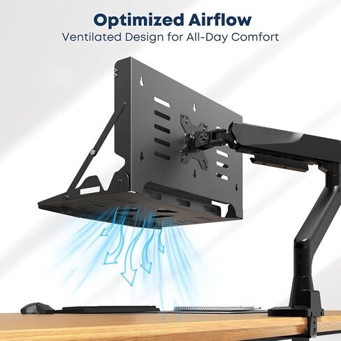 Flip Down Laptop Tray Holder - Fits 13-17 Inch Laptops, Wall Mount or VESA Compatible Folding Laptop Shelf, Space Saving Floating Workstation Tray, Heavy Duty Steel Support up to 22 lbs, Black in Kuwait