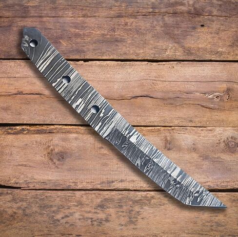 Damascus Knife Blanks for Knife Making Supplies Diy Full Tang 8 inch Damascus Tanto Knife Blade Blank 3757 in Kuwait