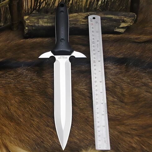 BA-KOR 14.4" Fixed Blade Hunting Knife, CPM 3V Steel Full Tang Survival Knife, 5mm Thick Mirror Polished Blade, G10 Handle, Leather Wrapped Kydex Sheath & 5.9" Fire Starter in Kuwait