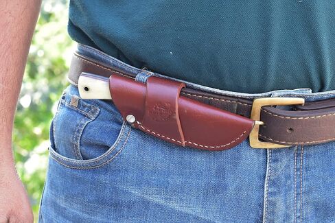 Knives Ranch Fixed Blade Hunting Knife - Full Tang EDC - Damascus Skinning Knife - Bone Handle and Heavy Duty Horizontal Carry Sheath Snug Fit (4402-B) in Saudi Arabia