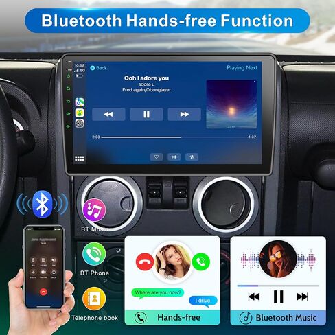 Car Radio for Jeep Wrangler JK 2007-2018 with Wireless CarPlay Android Auto in Kuwait