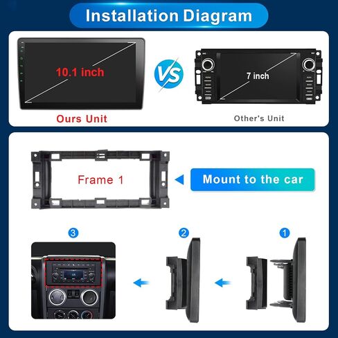 Car Radio for Jeep Wrangler JK 2007-2018 with Wireless CarPlay Android Auto in Kuwait