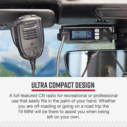 Cobra 19 MINI CB Radio & Cobra HGA1500 42 Inch Magnetic Mount CB Antenna: Dual-Mode AM/FM, 440 Channels, VOX, Auto Squelch, Auto Power, 4-Watt Output, Long-Range Antenna for Clear Signal, Black in Kuwait