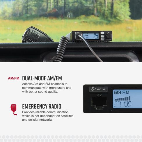 Cobra 19 MINI CB Radio & Cobra HGA1500 42 Inch Magnetic Mount CB Antenna: Dual-Mode AM/FM, 440 Channels, VOX, Auto Squelch, Auto Power, 4-Watt Output, Long-Range Antenna for Clear Signal, Black in Kuwait