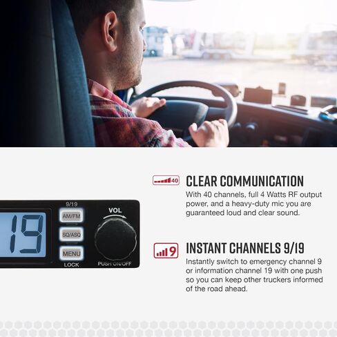Cobra 19 MINI CB Radio & Cobra HGA1500 42 Inch Magnetic Mount CB Antenna: Dual-Mode AM/FM, 440 Channels, VOX, Auto Squelch, Auto Power, 4-Watt Output, Long-Range Antenna for Clear Signal, Black in Kuwait