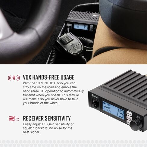 Cobra 19 MINI CB Radio & Cobra HGA1500 42 Inch Magnetic Mount CB Antenna: Dual-Mode AM/FM, 440 Channels, VOX, Auto Squelch, Auto Power, 4-Watt Output, Long-Range Antenna for Clear Signal, Black in Kuwait