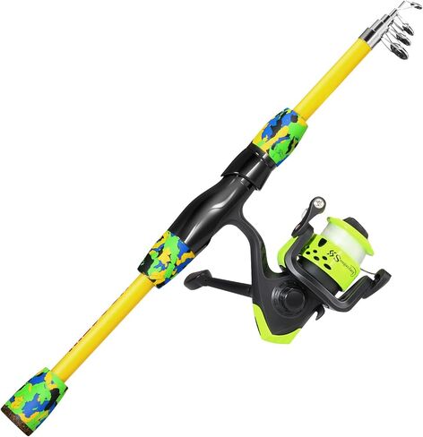 Sougayilang Fishing Rod and Reel Combo, 2 Pack 5 Ft Telescopic Spinning & Spincast Combos with Tackle Kit, Pre-Spooled Line and Carrying Bag for Freshwater Lake River Fishing in Kuwait