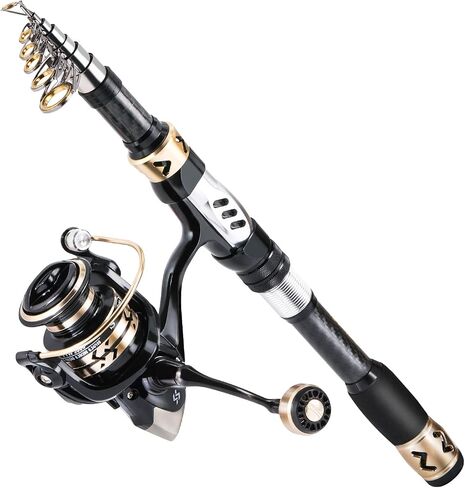 Sougayilang Fishing Pole with Spinning Reel Portable Fishing Rod Reel Combos in Kuwait