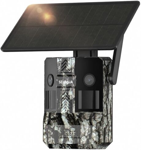 SEHMUA Dual Lens Trail Camera 180° View, AI Animal ID 4G LTE Cellular Trail Camera, 0.1s Trigger Real-Time Alert 24MP 2K Live Game Cameras with Night Vision Motion Activated Waterproof IP66 Trail Cam in Kuwait