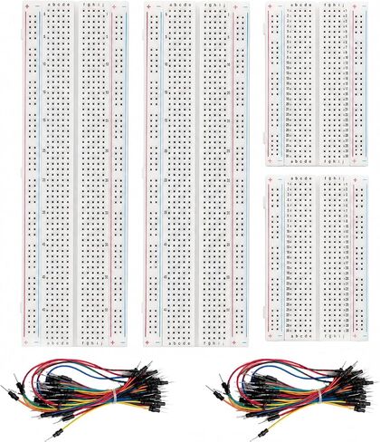 Breadboard Kit with 2 Pcs 830 Tie-Point Solderless Bread Boards, 2 Pcs 400 Tie-Point Protoboards and 126 Pcs Flexible Jumper Wires for Arduino, Raspberry Pi, STEM Electronics Projects in Kuwait
