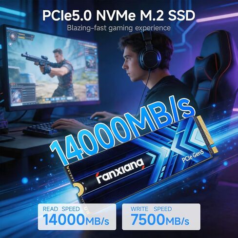 fanxiang 1TB PCIe 5.0 NVMe M.2 SSD,Up to 14000 MB/s,High Performance Solid State Drive for 8K Video Editing, AI Training,Gaming, PC, Laptop in Kuwait