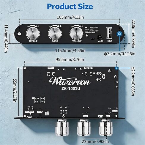 2PCS ZK-1001U Bluetooth 5.3 Mono Amplifier Board with TWS, 100W Power Output, 9-24V Wide Voltage Input for Home & Car Audio DIY, Supports AUX/USB/Bluetooth in Kuwait