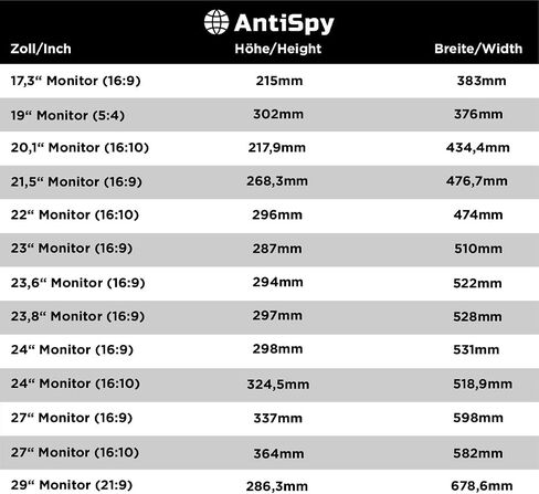 23 inch AntiSpy Privacy Screen | 23.8 Monitor Privacy Filter - 2 Attachment Options | Robust and Reusable Protector | Adhesive Privacy Filter for iMac and other Computer | Anti-glare Privacy Filters in Kuwait