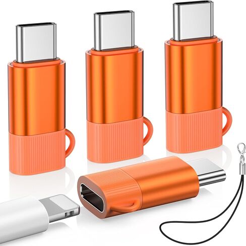 4 Pack Lightning to USB C Adapter for iPhone 16/17/17 Pro Max (Orange) in Kuwait
