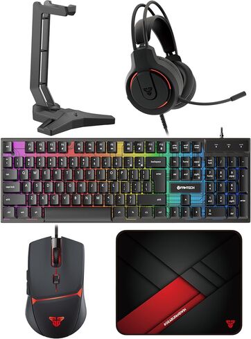 FANTECH P51S 5-in-1 RGB Wired Gaming Keyboard Mouse Headset Bundle, Black in Kuwait