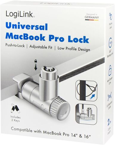 LogiLink NBS015 MacBook Pro Anti-Theft 2m Cut Resistant Cable, 14" & 16" (2021-2024) in Kuwait