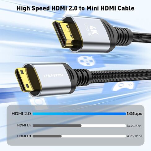 UANTIN Mini HDMI to HDMI Cable 6FT, 4K 60Hz Bi-Directional 2.0 Cord in Kuwait