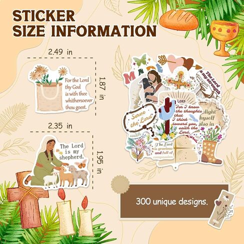 300PCS Boho Christian Stickers, Waterproof Vinyl Bible & Jesus Decals, Inspirational Faith Sticker Pack for Scrapbooking, Journaling, Kindle & Laptop in Kuwait