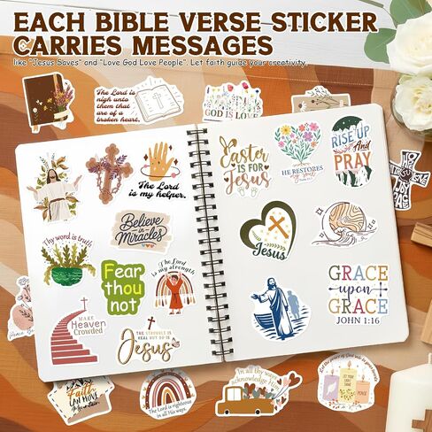 300PCS Boho Christian Stickers, Waterproof Vinyl Bible & Jesus Decals, Inspirational Faith Sticker Pack for Scrapbooking, Journaling, Kindle & Laptop in Kuwait
