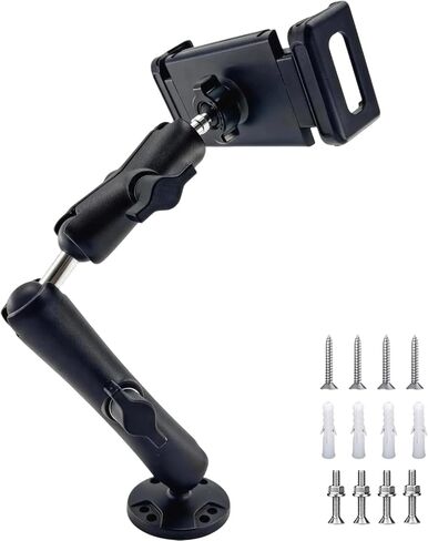 Heavy Duty Drill Base Tablet Mount, Aluminum Arm, Fits 6-13.1" iPad Pro iPhone Tablet, 360° Rotation for Truck Car Boat Desk Wall (SJ-01) in Kuwait