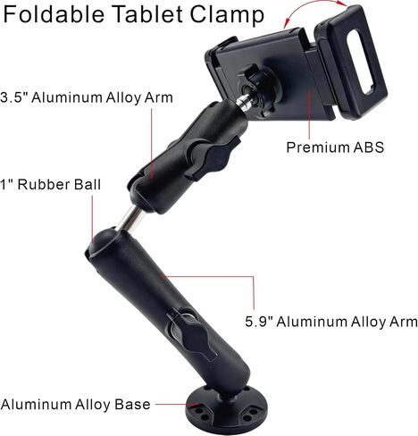 Heavy Duty Drill Base Tablet Mount, Aluminum Arm, Fits 6-13.1" iPad Pro iPhone Tablet, 360° Rotation for Truck Car Boat Desk Wall (SJ-01) in Kuwait