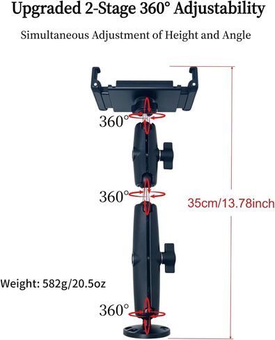 Heavy Duty Drill Base Tablet Mount, Aluminum Arm, Fits 6-13.1" iPad Pro iPhone Tablet, 360° Rotation for Truck Car Boat Desk Wall (SJ-01) in Kuwait