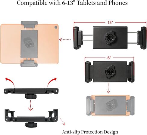 Heavy Duty Drill Base Tablet Mount, Aluminum Arm, Fits 6-13.1" iPad Pro iPhone Tablet, 360° Rotation for Truck Car Boat Desk Wall (SJ-01) in Kuwait