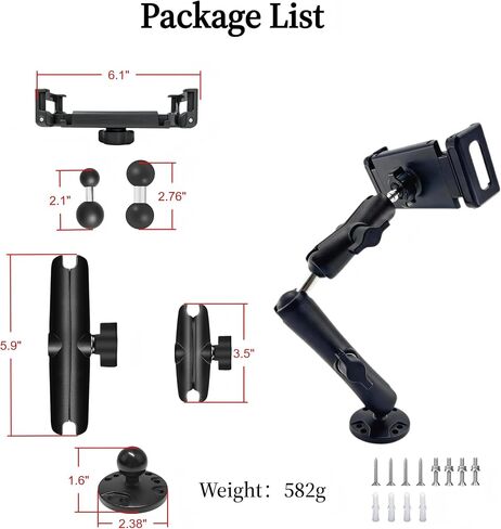 Heavy Duty Drill Base Tablet Mount, Aluminum Arm, Fits 6-13.1" iPad Pro iPhone Tablet, 360° Rotation for Truck Car Boat Desk Wall (SJ-01) in Kuwait