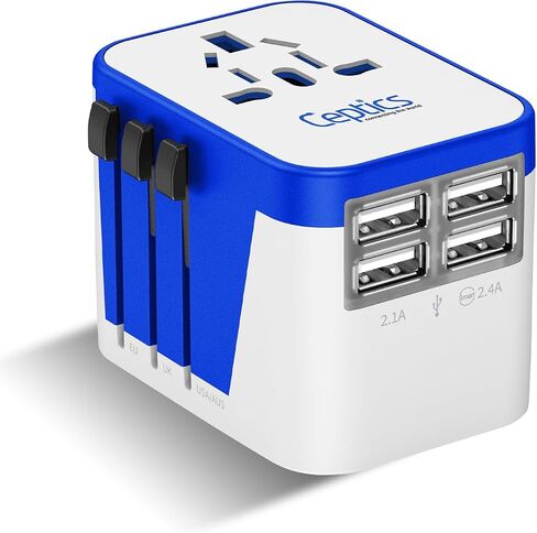 Ceptics 30W Universal Travel Adapter - 2 USB-A + 3 USB-C, 6 in 1 Design in Kuwait