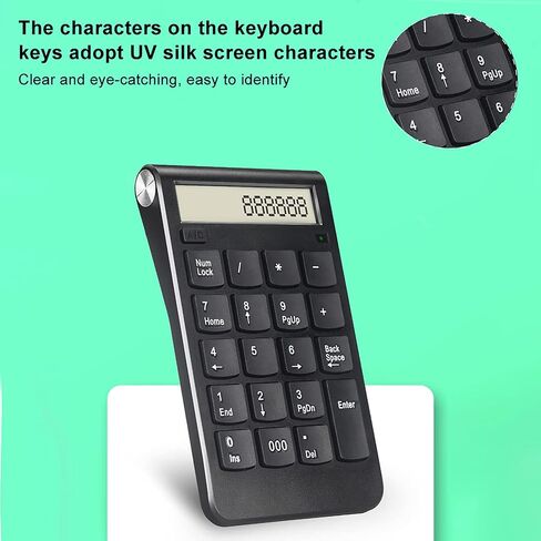 Wireless Numeric Keypad, Number Keyboard with USB Receiver (Black) in Kuwait