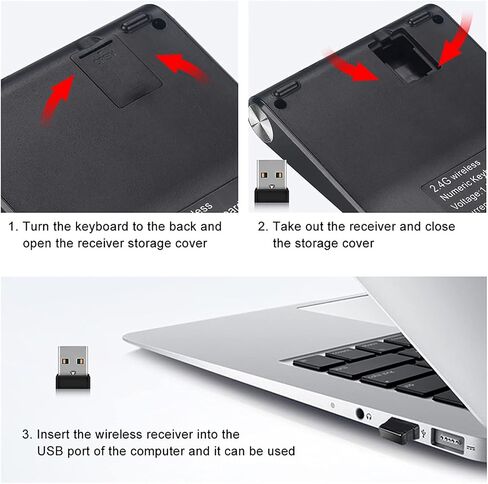 Wireless Numeric Keypad, Number Keyboard with USB Receiver (Black) in Kuwait