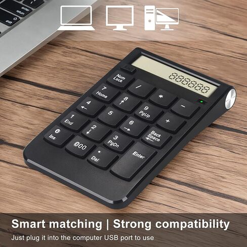 Wireless Numeric Keypad, Number Keyboard with USB Receiver (Black) in Kuwait