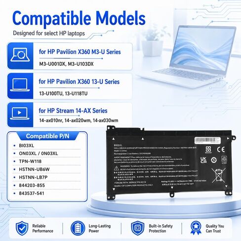 BI03XL ON03XL 0N03XL TPN-W118 Laptop Battery for HP Pavilion in Kuwait