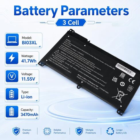 BI03XL ON03XL 0N03XL TPN-W118 Laptop Battery for HP Pavilion in Kuwait