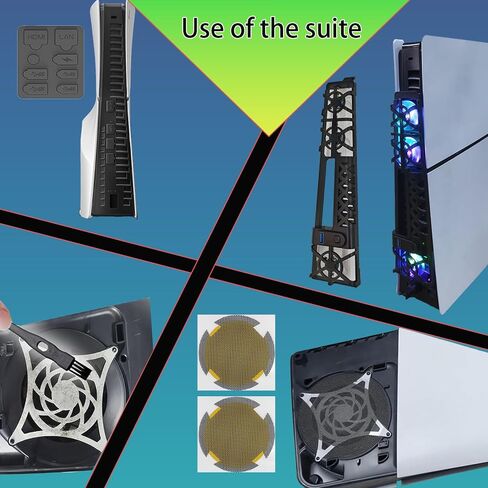 Cooling Fan Set for PS5 Slim,Upgraded Quiet Cooler Fan with LED Light for PS5 Slim and Pro Console Digital & Discs Edition in Kuwait