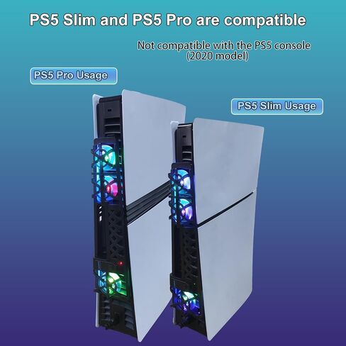 Cooling Fan Set for PS5 Slim,Upgraded Quiet Cooler Fan with LED Light for PS5 Slim and Pro Console Digital & Discs Edition in Kuwait