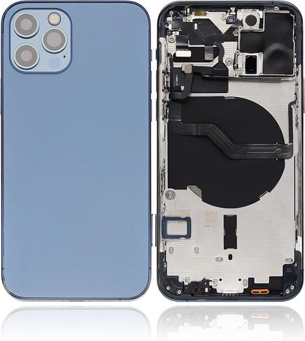 Best Shopper - Replacement Back Housing W/Small Components Pre-Installed Compatible for iPhone 12 Pro (No Logo) (Aftermarket Plus) (International Version) (Pacific Blue) in Kuwait