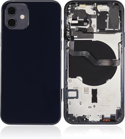 Best Shopper - Replacement Back Housing W/Small Components Pre-Installed Compatible for iPhone 12 (No Logo) (Aftermarket Plus) (International Version) (Black) in Kuwait