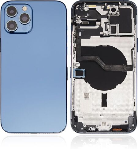 Best Shopper - Replacement Back Housing W/Small Components Pre-Installed Compatible for iPhone 12 Pro Max (No Logo) (Aftermarket Plus) (International Version) (Pacific Blue) in Kuwait