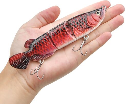 Multi-Jointed Fishing Lure, Saltwater Sinking Swimbait, Bass Trout Walleye Bait with Treble Hooks in Kuwait