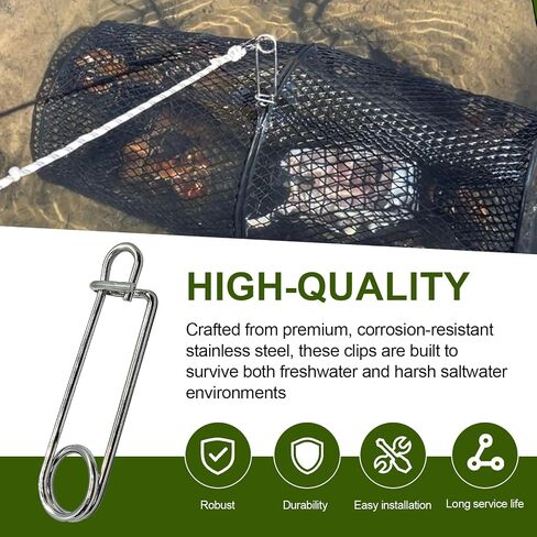 Minnow Trap Clips, Stainless Steel Live Bait Trap Lock Fasteners 4 Pack in Kuwait