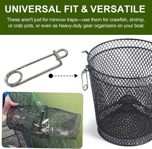 Minnow Trap Clips, Stainless Steel Live Bait Trap Lock Fasteners 4 Pack in Kuwait