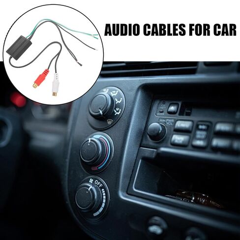 Car Speaker Cable Adapter with 2 RCA Female Connectors, Plastic Material, Black Color, Featuring Convenient Setup and Stable Signal Transmission for Vehicle Audio and Home Sound in Kuwait