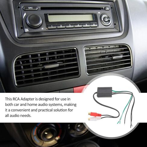 Car Speaker Cable Adapter with 2 RCA Female Connectors, Plastic Material, Black Color, Featuring Convenient Setup and Stable Signal Transmission for Vehicle Audio and Home Sound in Kuwait